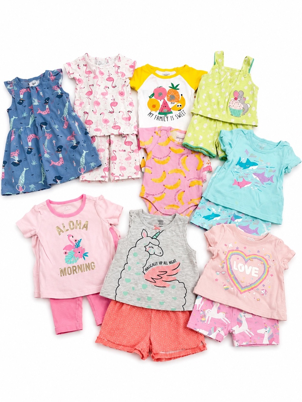 Bubdle Carter's Girls' Mixed Short Pajama Sets - Pink, Blue, Yellow & Green